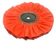 Zephyr Orange Ruffy Clear Dip Very Heavy Cutting Airway Buffing Wheel - 10 inch